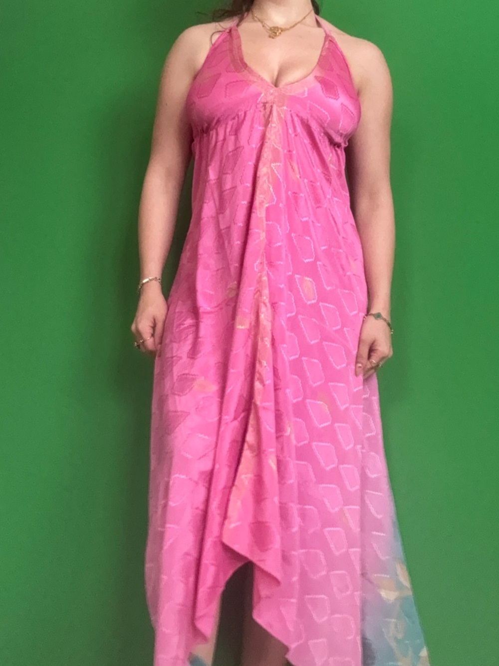 Brand new pink  Halter Maxi Dress with Subtle Print
